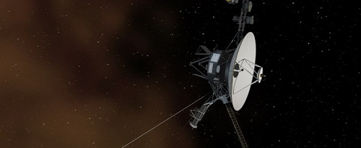 NASA Voyager 1 probe zooming through the vastness of space
