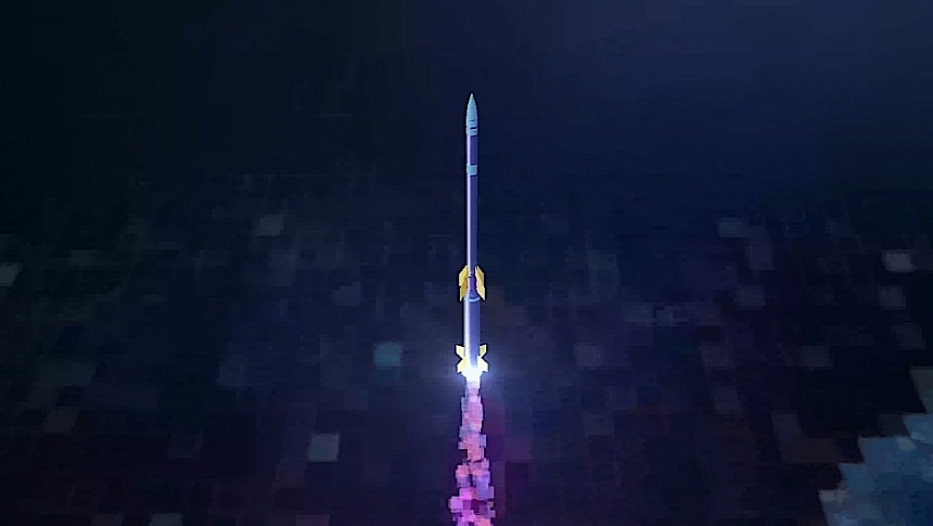 Rendering of NASA sounding rocket heading up during the eclipse