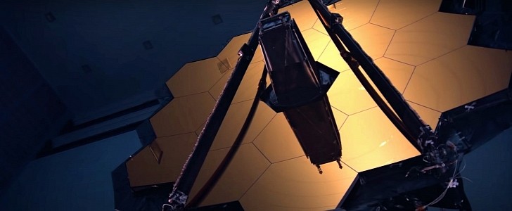The image shows the James Webb Space Telescope's mirrors during their final tests