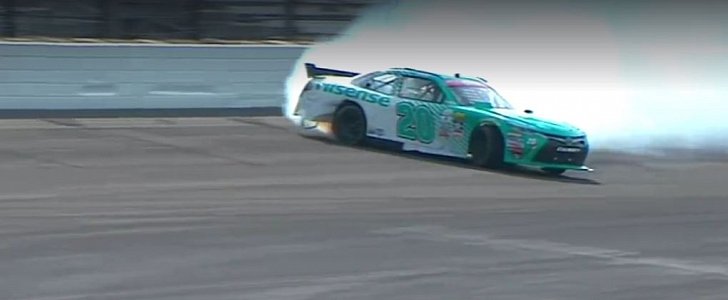 NASCAR's Erik Jones Drifts through Indy's Turn 1 at 180 MPH