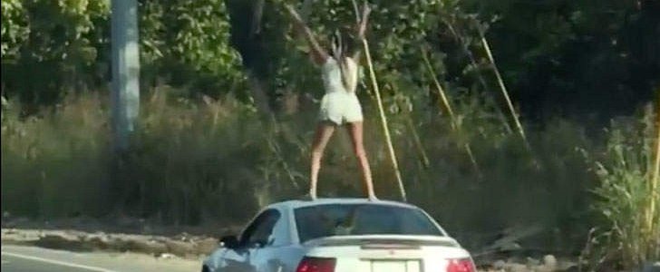 Woman dances on moving Mustang roof in Nashville, is shocked to find out it's illegal