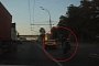 Nasty Front Flip Crash for Biker Riding in the Bus Lane