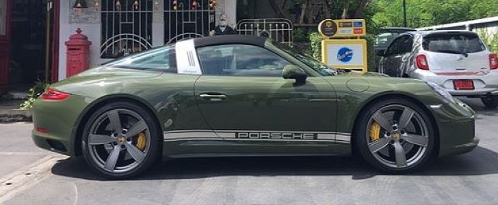 Nato Olive Porsche 911 Targa 4S Shines in Bangkok, Took 1.5 Years to