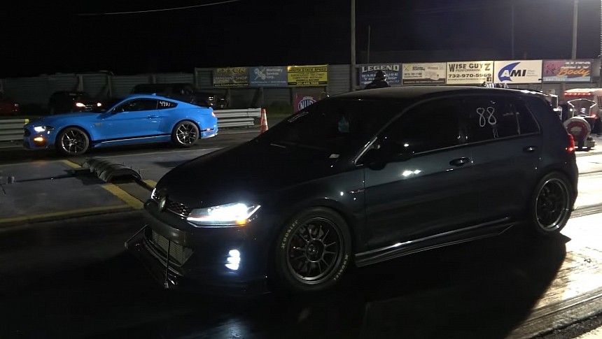 VW Golf GTI vs Ford Mustang Mach 1 drag race on ImportRace