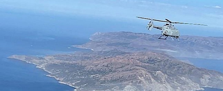 MQ-8C Fire Scout flying over California