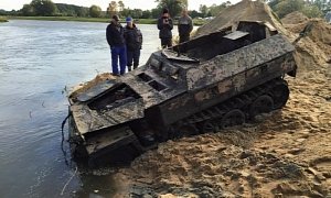 Nazi Light Armored Halftrack Vehicle Found after 70 Years in a River in Poland