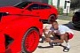 NBA Star Dejounte Murray's Red Lambo and C8 Corvette Have Matching Red Forgiato Wheels