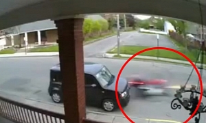 Neighborhood Wheelie Ends with Crash into Parked Car