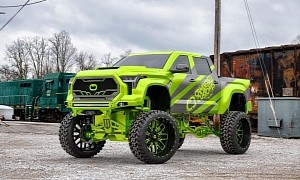 Neon-Lime, Mega-Lifted Toyota Tundra Feels Imaginary but Will Turn Real for SEMA