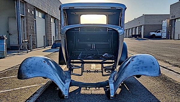 New 1932 Ford Deuce coupe being built. as Goodguys giveaway vehicle