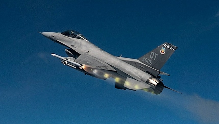 F-16 Fighting Falcon firing the AIM-120D-3 for the last time during testing