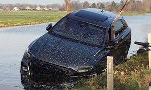New Audi RS Q8 Crashed into Dutch Canal, Gets Fished Out
