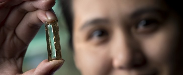 Researcher Mya Le Thai with the new battery