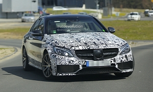 New C 63 AMG W205 Shows us Its Wider Front Axle