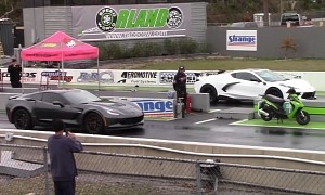 New Corvette C8 Meets Its C7 Father in Quarter-Mile Battle, Can You Spot the Winner?