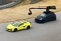 New Corvette Z06 Hits the Track to Film Promo, Porsche Cayenne Camera Car Follows It