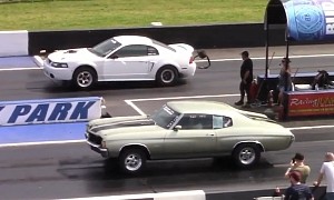New Edge Ford Drags Trackhawk, Old Chevy SS and Mustang, Almost Stomps Everyone