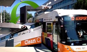 New Electric Bus Recharges in 15 Seconds at Each Bus Stop