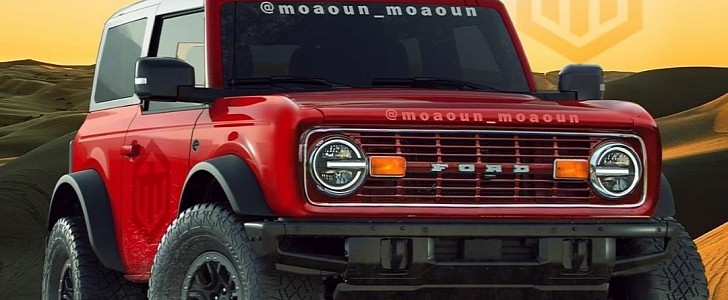 2021 Ford Bronco with 1966 face swap (rendering)