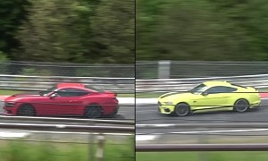 New Ford Mustang Dark Horse Spied Testing at the Nurburgring Together With Old Mach 1