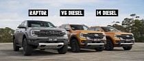 New Ford Ranger Raptor Drag Races V6 Diesel and I4 Diesel, Smokes Them Both