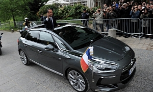 New French President Francois Hollande Rides in a Citroen DS5