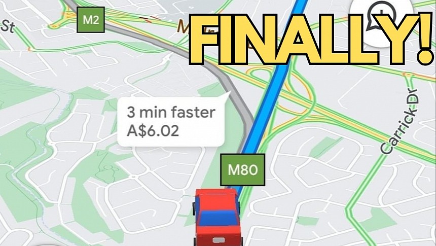 Toll prices on Google Maps in Melbourne