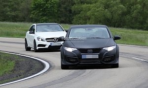 New Honda Civic Type R Spied Testing Against Mercedes A45 AMG