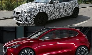 New 2015 Mazda2 Spied Driving towards Production