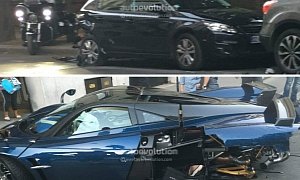 New Pagani Huayra Paris Crash Pics Show It Hit a Parked Car, Cracked Windshield