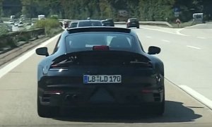New Porsche 911 (992) Spotted on German Autobahn, Shows Widebody Look