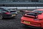 New Porsche 911 GT3 RS and 997.2 GT3 RS Race in Wet British Countryside