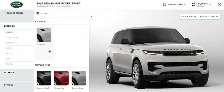 2023 Range Rover Sport configurator 