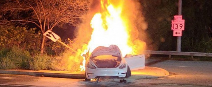 Tesla Model 3 Catches Fire in Towson, Baltimore