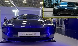 New Tesla Model 3 Puts On a Light Show, Looks Like an Evolved Aston Martin Vantage