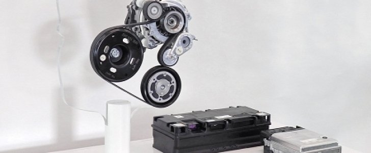 Volkswagen 48-V belt-integrated starter generator, 48-V battery and DC/DC converter