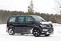 New Volkswagen ID. Buzz Electric Van Spied Testing With T6 Body Shell
