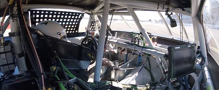 NASCAR race car crash tested by AB Dynamics' driving robots