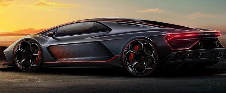 Lamborghini Aventador Terzo Millennio Sian new gen special color rendering by huydrawingcars 