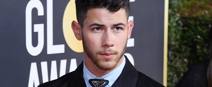 Nick Jonas wears the Bulgari Octo L’Originale Full Blue Baguette Diamonds at the Golden Globes 2020 