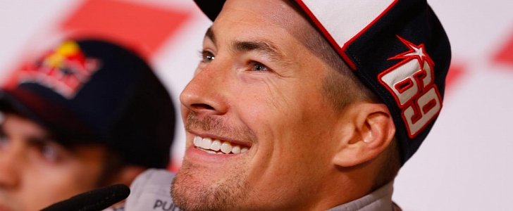 Nicky Hayden announcing his retirement from MotoGo at the Motegi press conference, 2015