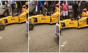 Nigerian Man Builds an F1-Inspired Car and Drives It, People Throw Money at Him