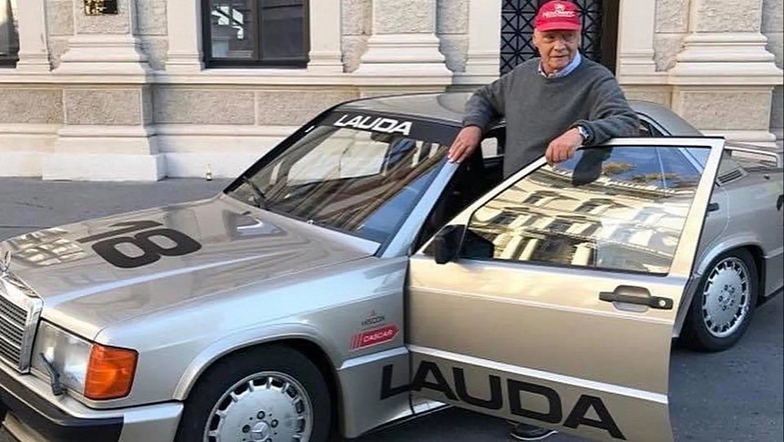 Niki Lauda reunited with the Mercedes-Benz he raced at the Nurburgring