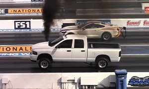 Nine-Second Diesel Truck Drags Corvette, Mustang GT, Roll-Coal-Surprises Them