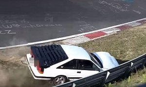 Nissan 200SX Has Ridiculous Nurburgring Crash, Driver Destroys Car