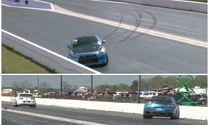 Nissan GT-R Almost Drifts during Drag Race, Driver Barely Manages to Avoid Hitting the Wall