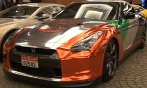 Nissan GT-R Chrome Wrap in UAE Colors