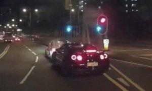 Nissan GT-R Crashes into Mercedes-AMG C63 in Hong Kong Road Rage