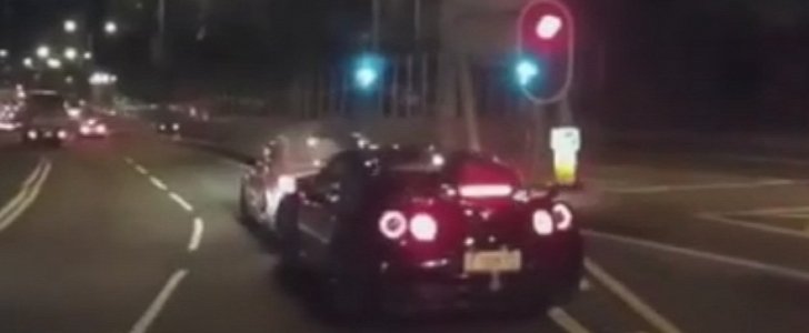 Nissan GT-R Crashes into Mercedes-AMG C63