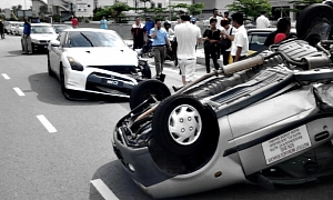 Nissan GT-R Crashes into Perodua Driven Learner in Malaysia